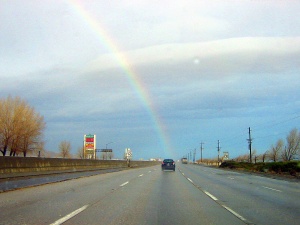 Rainbow on Freeway